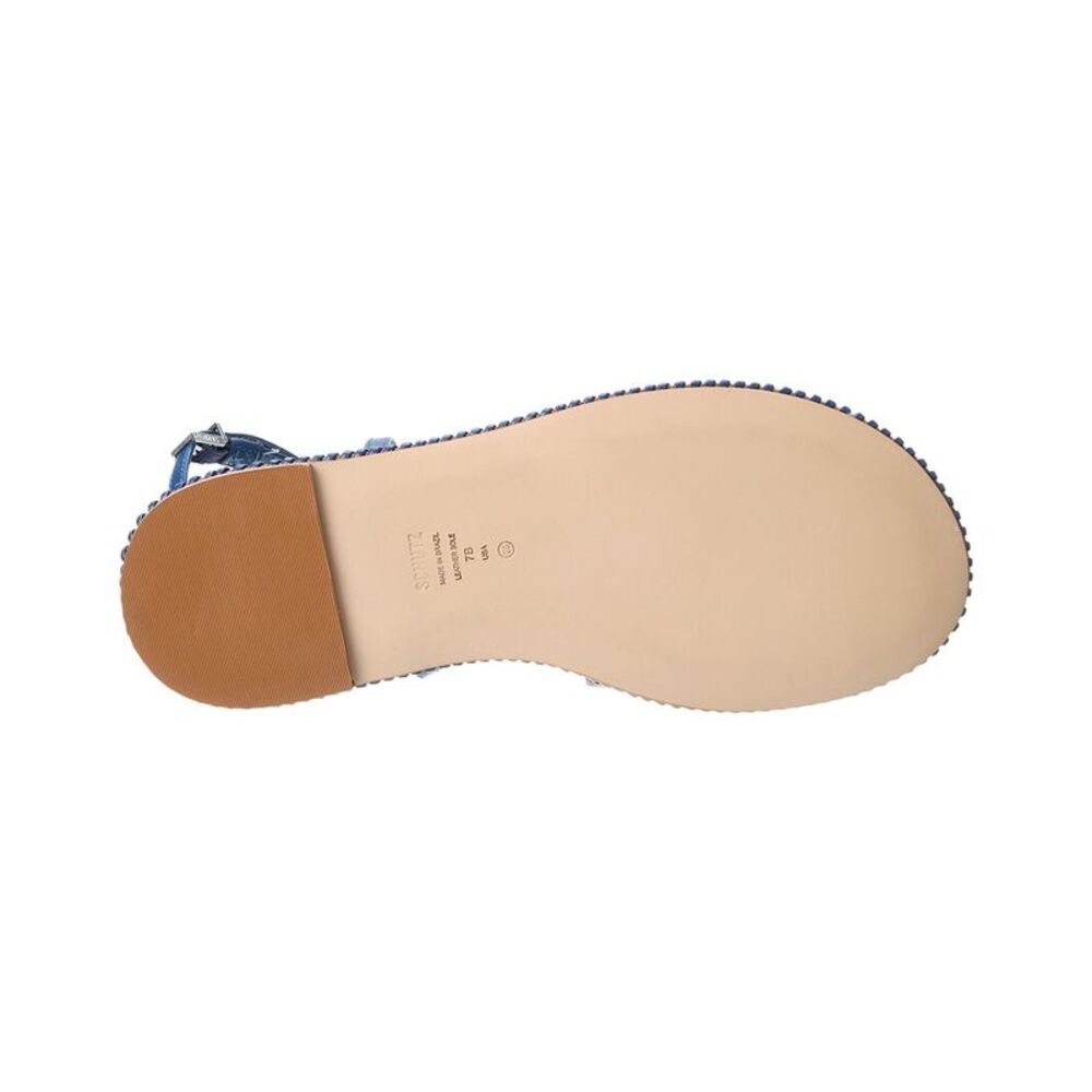 Schutz Livia Leather Flat Sandal, Blue - Picture 4 of 5